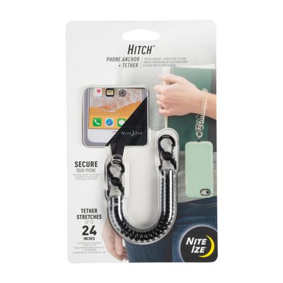Nite Ize Hitch Phone Anchor and Tether - Anti-Theft Cell Phone Lanyard Accessories - Phone Case Anchor & Tether for Drop Protection - Black Tether