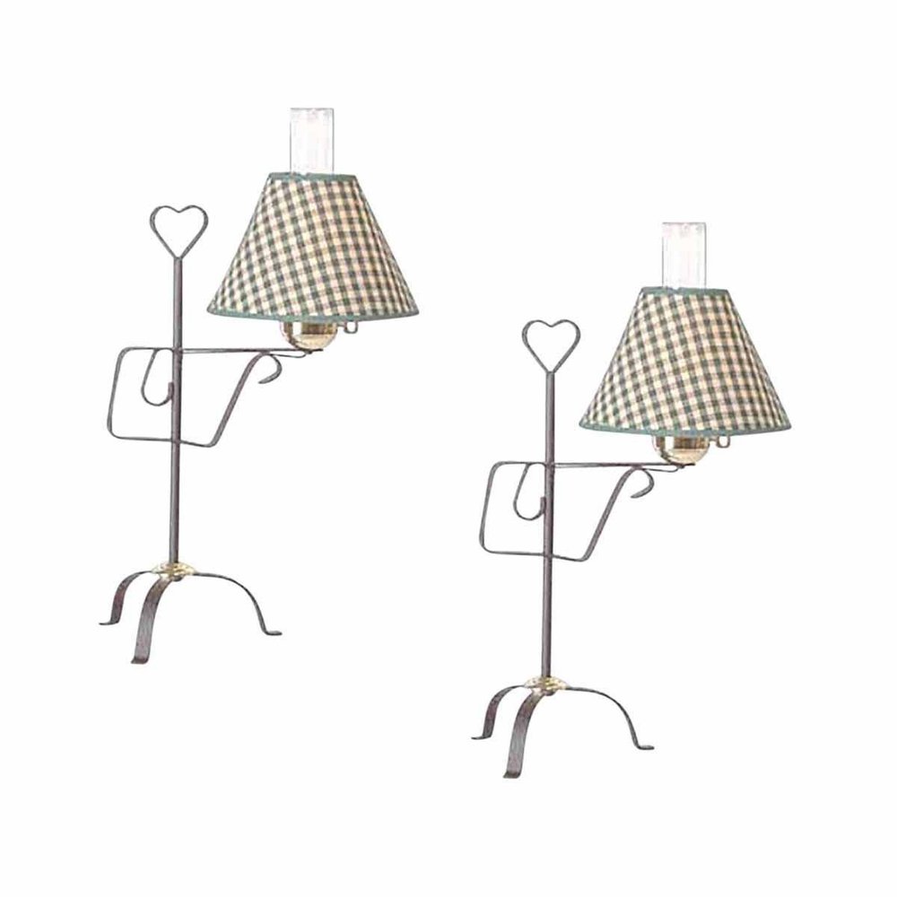Unique Iron Heart Table Lamp 24.5" Height Green Lamp Shade Set Of 2 Renovator's Supply