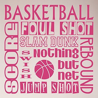 24"x24" Basketball Sayings Foul Shot Score Slam Dunk Nothing But Net Swish Jump Shot Rebound Game Wall Decal Sticker Art Mural Home Dcor