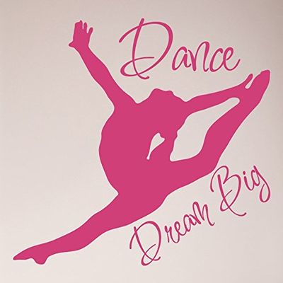 24"x24" Dance Girl Silhouette Dream Big Wall Decal Sticker Gymnastics Art Mural Home Dcor Jump