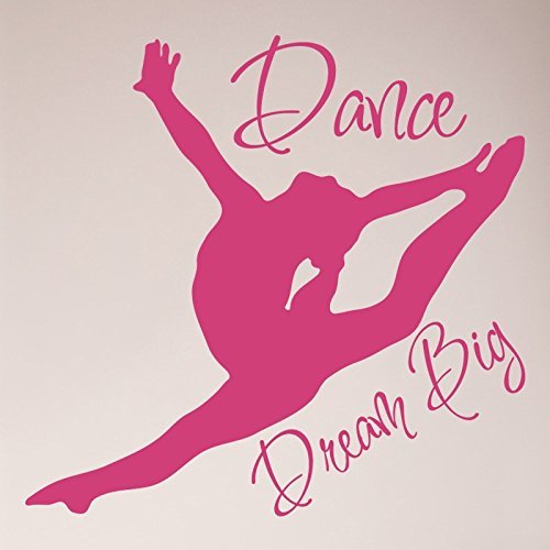 24"x24" Dance Girl Silhouette Dream Big Wall Decal Sticker Gymnastics Art Mural Home Dcor Jump