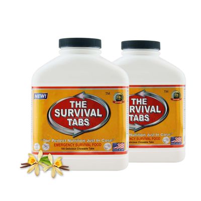 360 tabs Survival Tabs 30-day Emergency Survival MREs Meals Ready-to-eat Bugout for Travel Camping Boating Biking Hunting Activities Gluten Free and Non-GMO 25 Years Shelf Life - Vanilla Malt Flavor