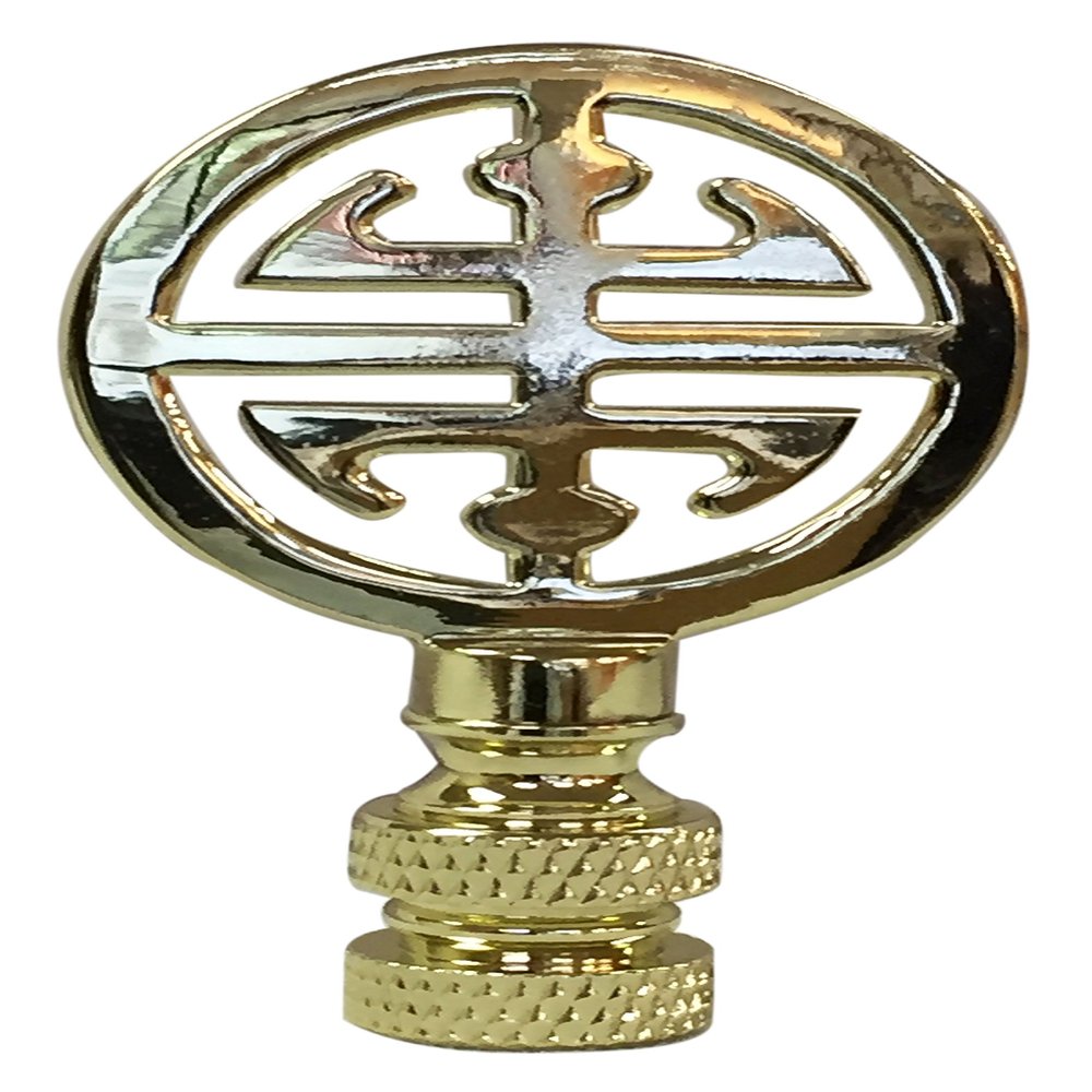 Royal Designs Oriental Happiness Symbol 2.25" Lamp Finial for Lamp Shade, Polished Brass
