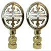 Royal Designs Oriental Happiness Symbol 2.25" Lamp Finial for Lamp Shade, Polished Brass - Set of 2 view 1