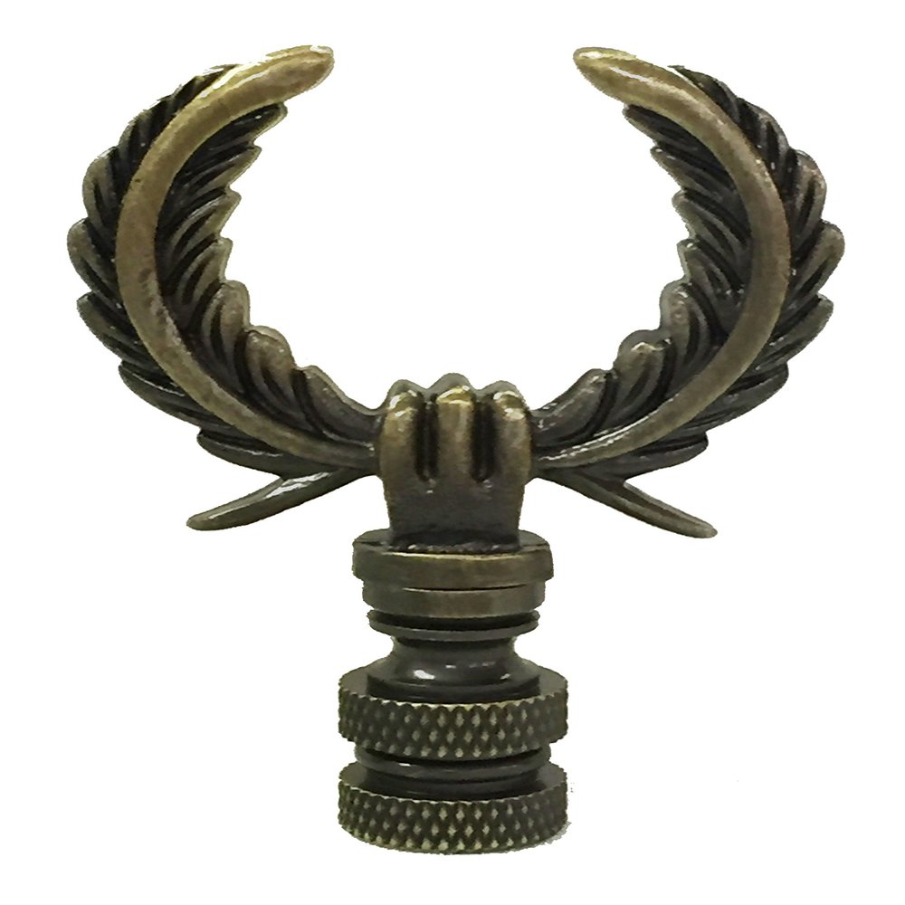 Royal Designs Laurel Wreath Lamp 2.75" Lamp Finial for Lamp Shade, Antique Brass