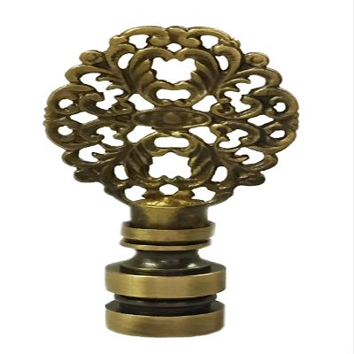 Royal Designs Oval Filigree 2.25" Lamp Finial for Lamp Shade, Antique Brass