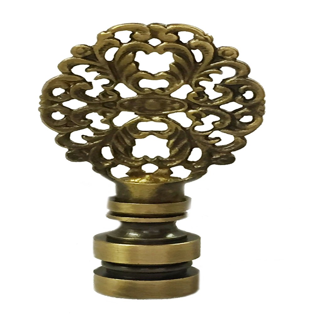 Royal Designs Oval Filigree 2.25" Lamp Finial for Lamp Shade, Antique Brass