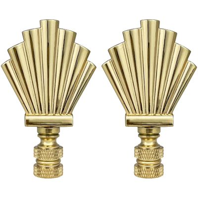 Royal Designs F-5013PB-2 Art Deco Motif Lamp Finial For Lamp Shade, Polished Brass