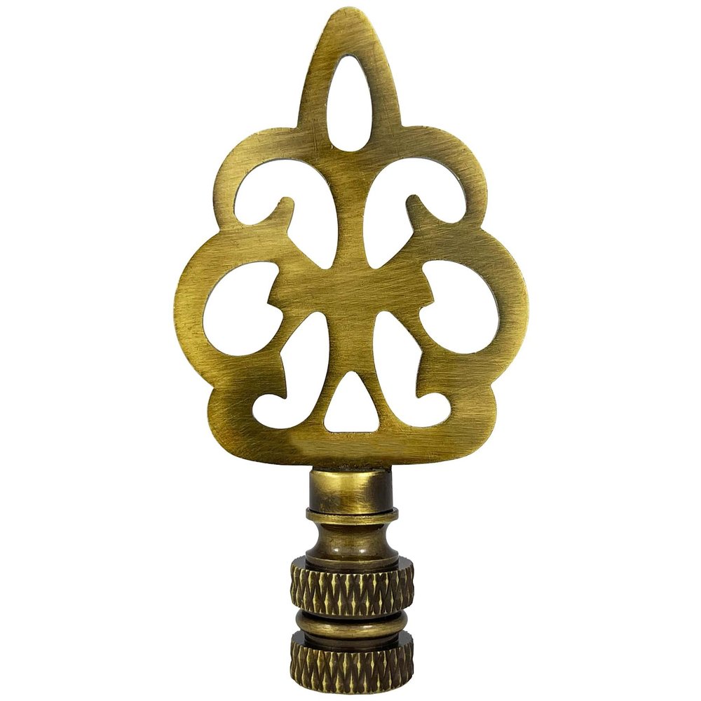 Royal Designs, Inc. Open Filigree Motif Lamp Finial for Lamp Shade, F-5014AB-1, Antique Brass