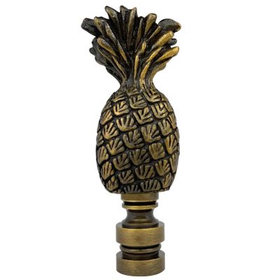 Royal Designs Trendy Resort Pineapple 2.75" Lamp Finial for Lamp Shade, Antique Brass
