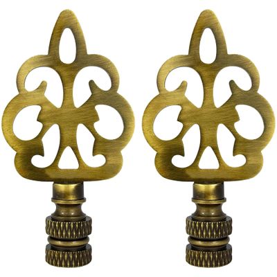 Royal Designs, Inc. Open Filigree Motif Lamp Finial for Lamp Shade, F-5014AB-2, Antique Brass, Pack of 2