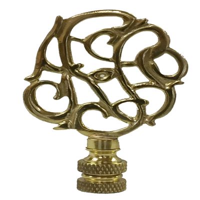 Royal Designs Hand Carved Caste Floral 3" Lamp Finial for Lamp Shade, Polished Brass