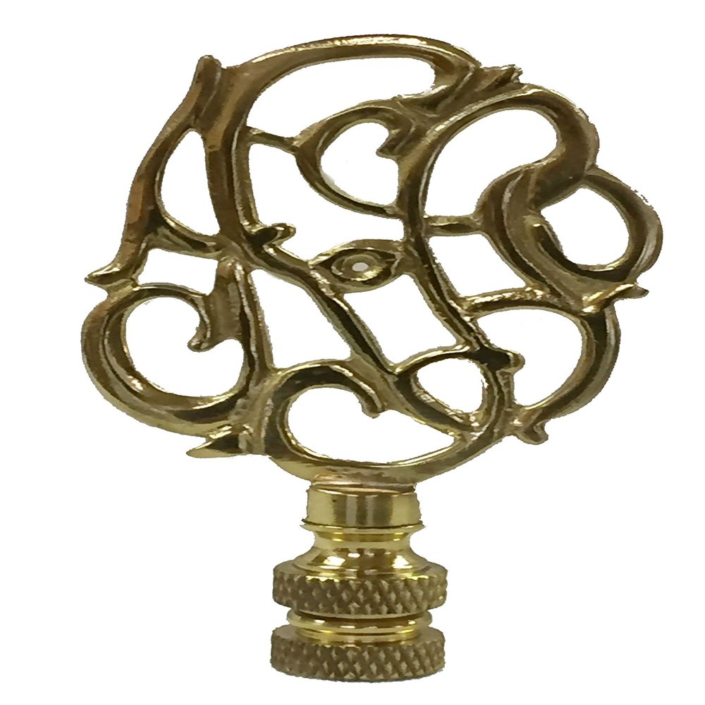 Royal Designs Hand Carved Caste Floral 3" Lamp Finial for Lamp Shade, Polished Brass