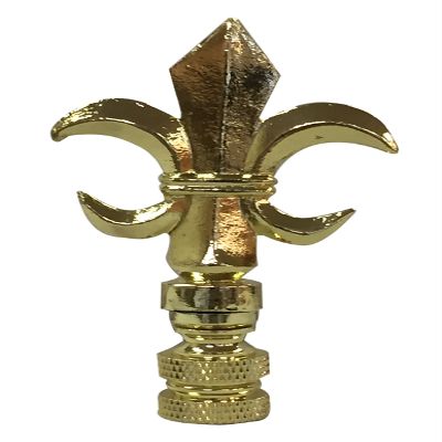 Royal Designs Fleur De Lis 3.25" Lamp Finial for Lamp Shade, Polished Brass