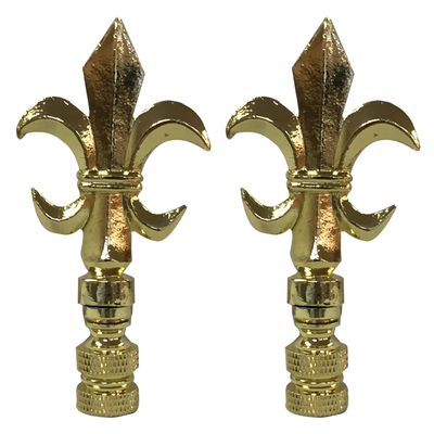 Royal Designs F-5005PB-2 Fleur De Lis Lamp Finial For Lamp Shade, Polished Brass