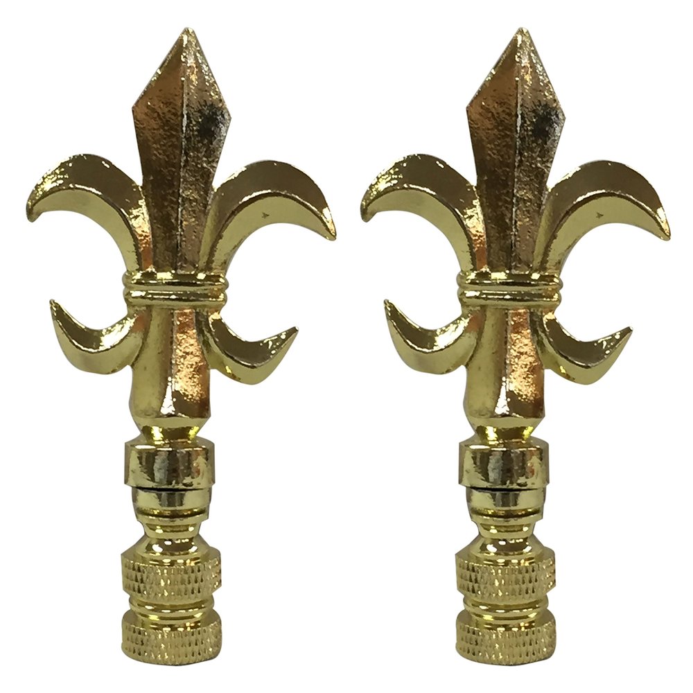 Royal Designs F-5005PB-2 Fleur De Lis Lamp Finial For Lamp Shade, Polished Brass