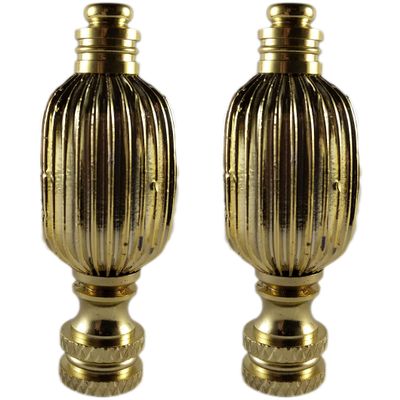 Royal Designs Button Lamp Finial for Lamp Shade, 2.5 Inch High, Polished Brass - Set of 2