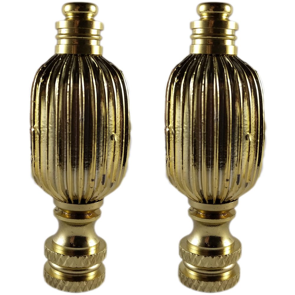 Royal Designs Button Lamp Finial for Lamp Shade, 2.5 Inch High, Polished Brass - Set of 2