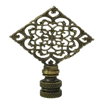 Royal Designs Diamond Floral Filigree 3" Lamp Finial for Lamp Shade, Antique Brass
