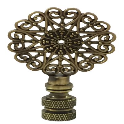 Royal Designs Scalloped Filigree 2.62" Lamp Finial for Lamp Shade, Antique Brass