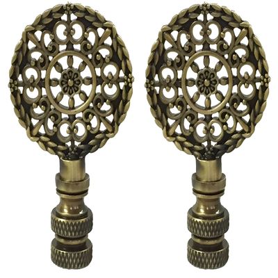 Royal Designs Mandala Filigree 2.5" Lamp Finial for Lamp Shade, Antique Brass - Set of 2