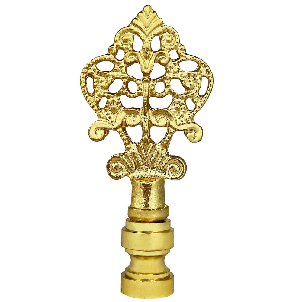 Royal Designs Vintage Key Design 3.25" Lamp Finial for Lamp Shade (Polished Brass) - Single
