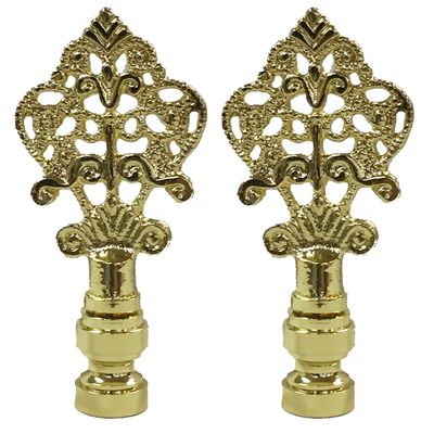 Royal Designs Vintage Key Design 3.25" Lamp Finial for Lamp Shade, Polished Brass - Set of 2