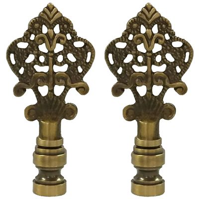 Royal Designs F-5010AB-2 Vintage Key Design Lamp Finial for Lamp Shade- Antique Brass Set of 2