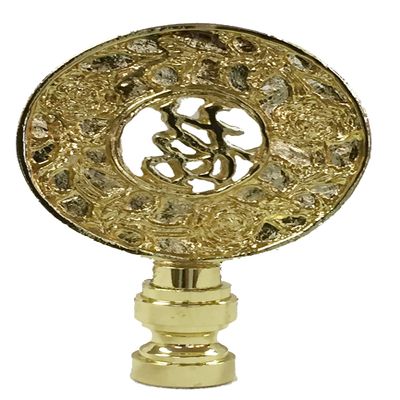 Royal Designs Good Fortune Oriental Motif 3.5" Lamp Finial for Lamp Shade, Polished Brass