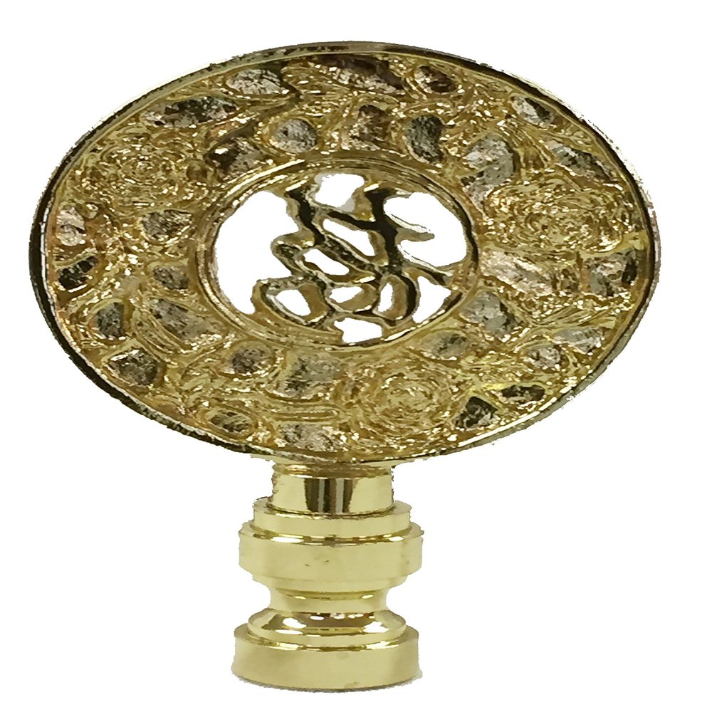 Royal Designs Good Fortune Oriental Motif 3.5" Lamp Finial for Lamp Shade, Polished Brass