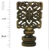 Royal Designs Rectangle Center Cross Filigree 2.5" Lamp Finial for Lamp Shade, Antique Brass view 3