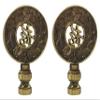Royal Designs Good Fortune Oriental Motif 3.5" Lamp Finial for Lamp Shade, Antique Brass - Set of 2 view 1
