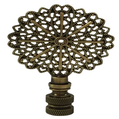 Royal Designs Traditional European Filigree 3" Lamp Finial for Lamp Shade, Antique Brass
