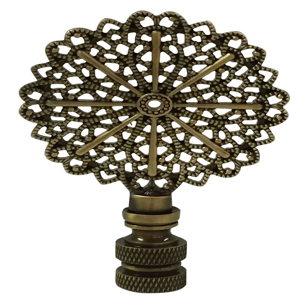 Royal Designs Traditional European Filigree 3" Lamp Finial for Lamp Shade, Antique Brass