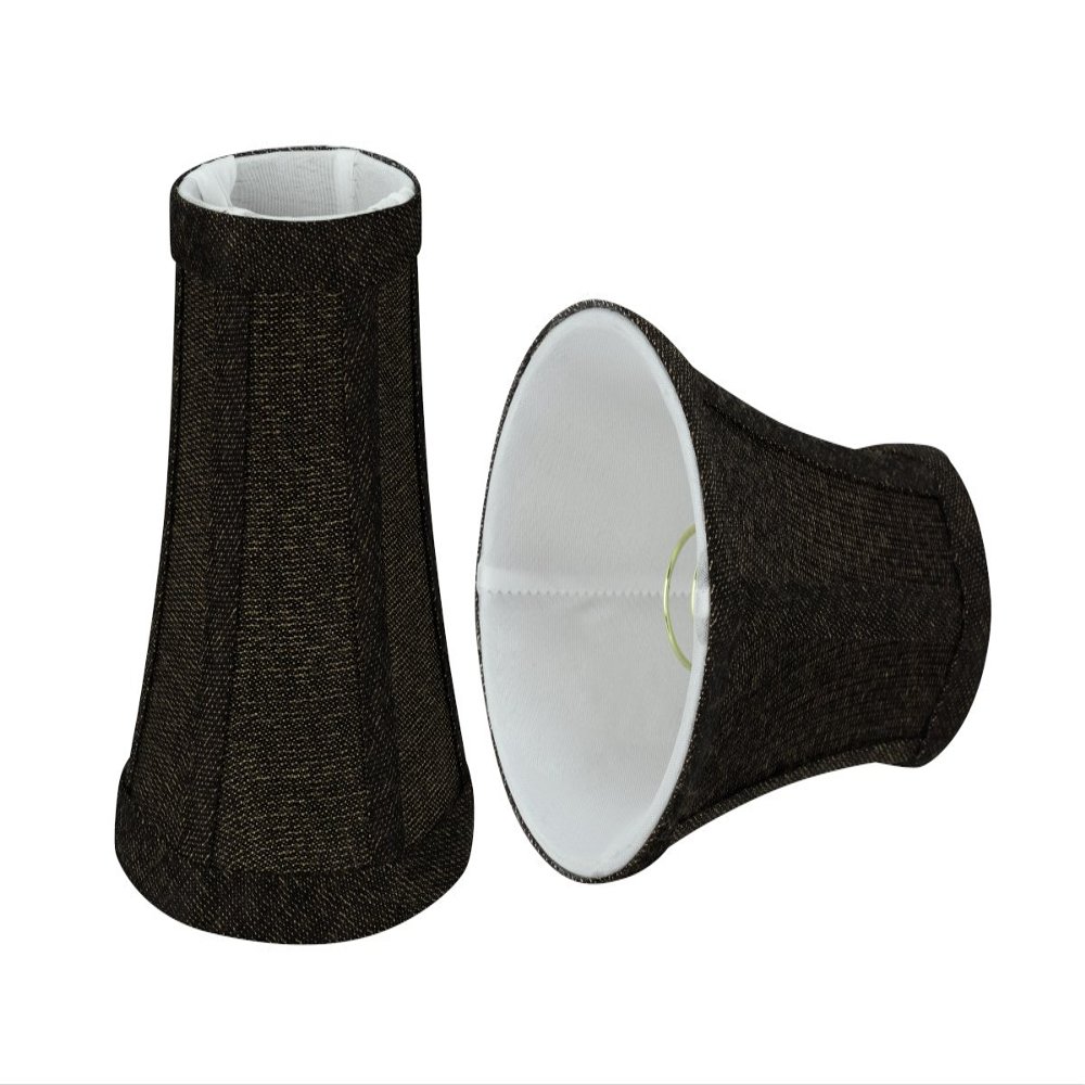 Aspen Creative 30248-2, Bell Clip-On Chandelier Lamp Shade, Two-Tone Black, 2-1/2" Top x 4" Bottom x 5" Slant Height, Set of 2