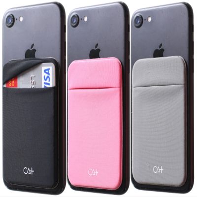 CA+ Phone Wallet Card Holder for Phone Case Sleeves Stick On Wallet for Cell Phone Card Holder Durable Adhesive Sticker ID Credit Card Holder for Back of Phone (Black/Rosegold/Grey)