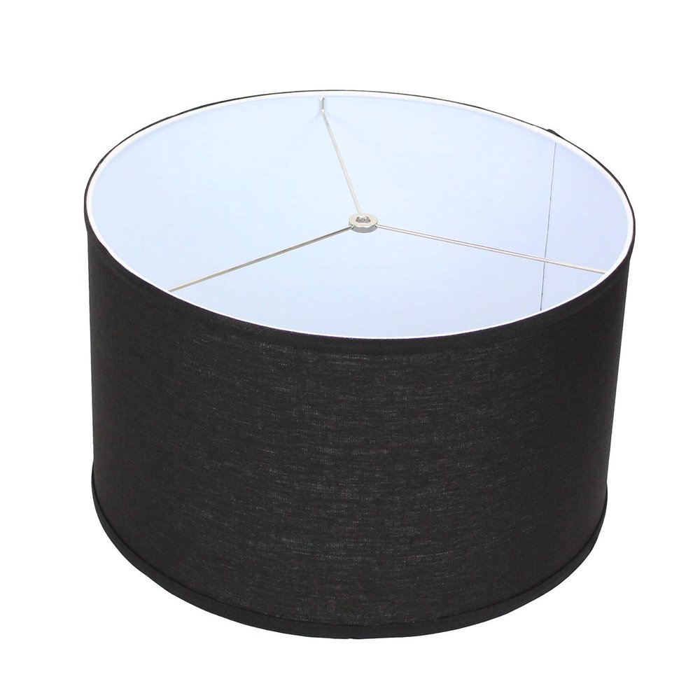 FenchelShades.com 18" Top Diameter x 18" Bottom Diameter 11" Height Cylinder Drum Lampshade USA Made (Designer Black)