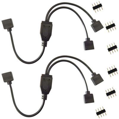 TronicsPros 2pcs 4 Pin RGB LED Strip Splitter Cable 2 Way 1 to 2 Splitter Connector SMD 5050 3528 2835 RGB LED Tape Ribbon Splitter- 12inch, Black
