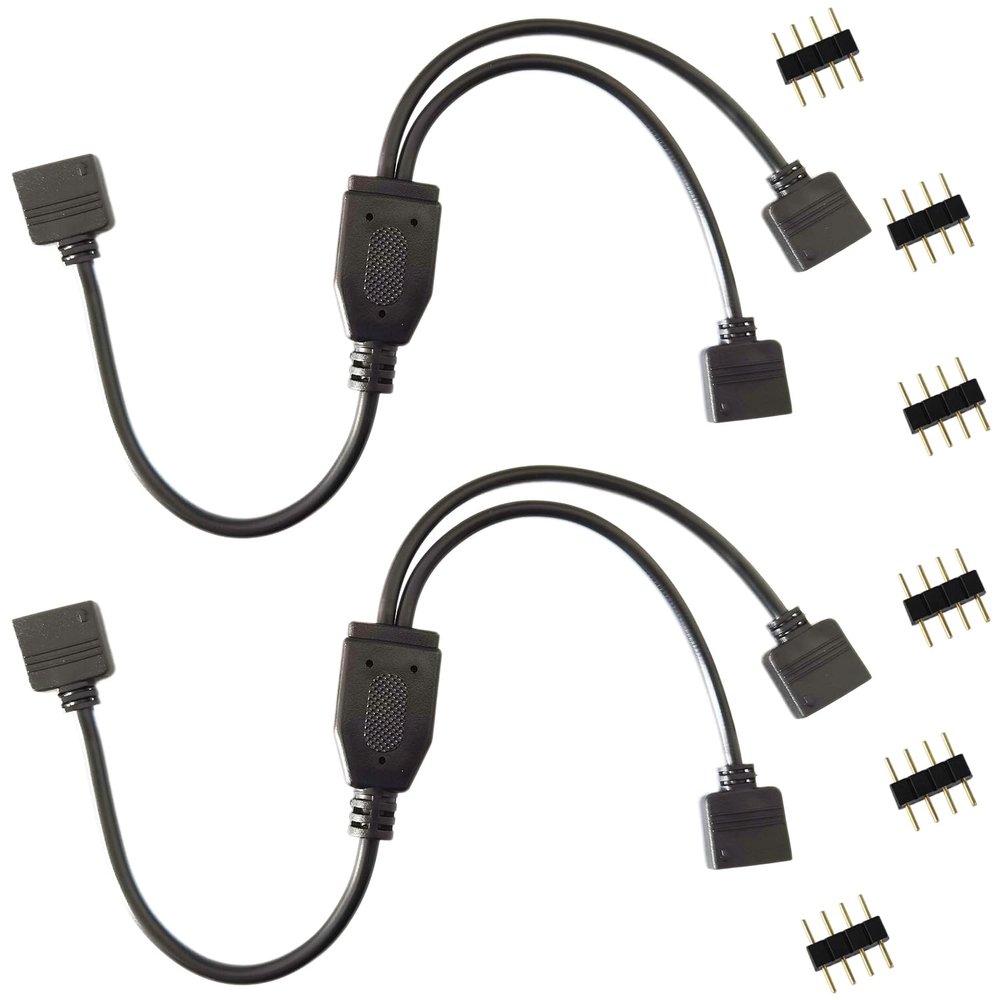 TronicsPros 2pcs 4 Pin RGB LED Strip Splitter Cable 2 Way 1 to 2 Splitter Connector SMD 5050 3528 2835 RGB LED Tape Ribbon Splitter- 12inch, Black