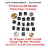 SBD Ltd. (Pack of 25) 1/2" OD Square End Caps (16-18 Ga) - 0.37" - 0.40" ID Hole Size Tube Covers || 0.50 Square Inch Sliding Inserts | Furniture Chair Table Leg Caps | Fitness Eqpt End Caps | by SBD view 2