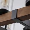 25 Inch W 6 Light Distressed Black and Wood Beam Standard Kitchen Island Light Farmhouse Industrial Rustic Look Seeded Shade Ceiling Light view 4
