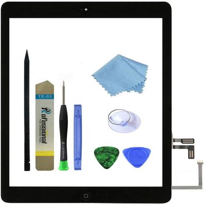 Zentop for Black IPad Air 1st Generation Touch Screen Digitizer Glass Replacement Modle A1474 A1475 A1476 with Home Button,Camera Holder,Preinstalled Adhesive,Toolkit.