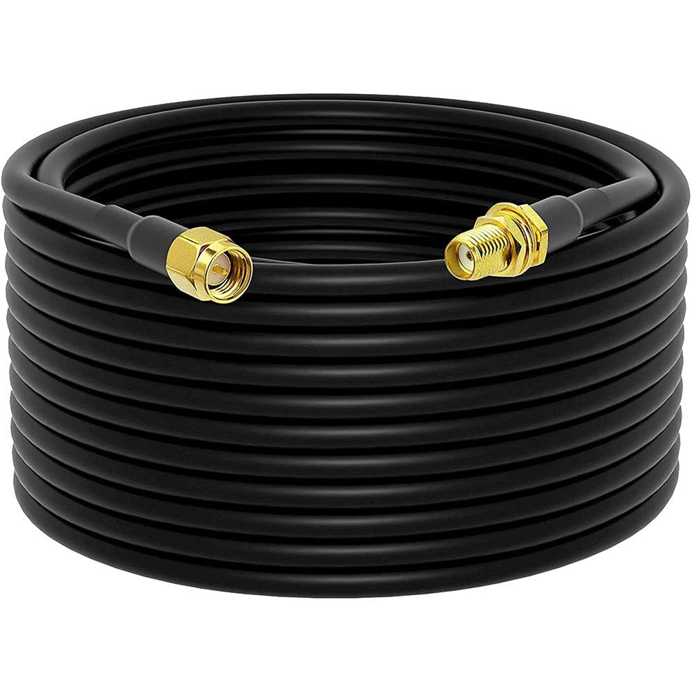 Low-Loss Coaxial Extension Cable 15-Meter(49.2 Ft) RG58 SMA Female to SMA Male WiFi Extension RF Connector and Two-Way Radio Applications Pure Copper Coax Cables 50 ohm RF Antenna Lead Extender