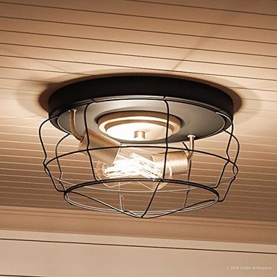 Urban Ambiance Luxury Vintage Ceiling Fixture, Medium Size: 6.75" H x 14" W, with Contemporary Style Elements, Charcoal Finish, UHP2423, Syracuse Collection
