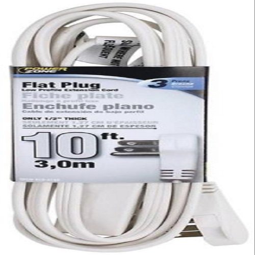 Cord Exten Flat Plug 10ft Wht