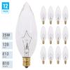 KOR (Pack of 12) 25 Watt CTC Clear Candelabra Base (E12) Straight Torpedo Tip 120V Incandescent Chandelier Light Bulbs view 2