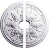 Ekena Millwork CM23RO2 23 5/8"OD x 4"ID x 1 1/2"P Rose and Ribbon Ceiling Medallion, Fits Canopies up to 4", 2 Piece view 1