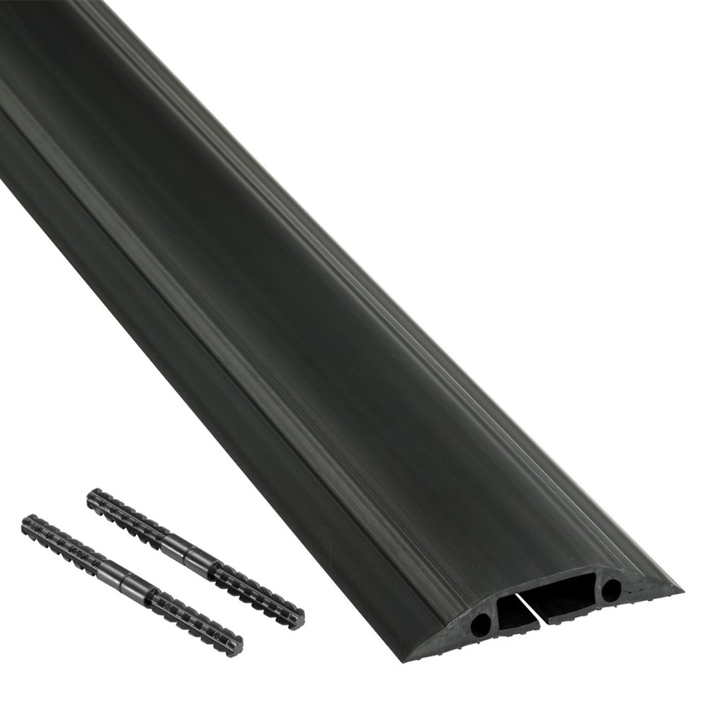 D-Line FC83B Medium Duty Linkable Floor Cable Cover/Cable Protector | Protect Cables & Prevent a Trip Hazard | 6 Foot (L) - Cable Cavity 1 3/16 W x 3/8 H | Black
