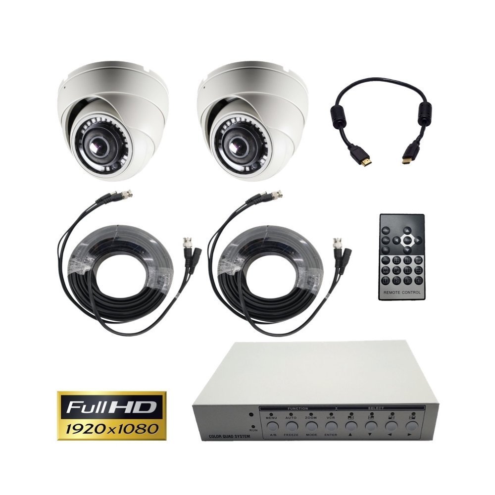 CCTV Camera Pros SYS-VM180 Multiple Security Camera Live Video TV Monitor Display | VGA HDMI | Live Streaming System | Two 1080p HD Wide Angle Fisheye Dome Surveillance Cameras