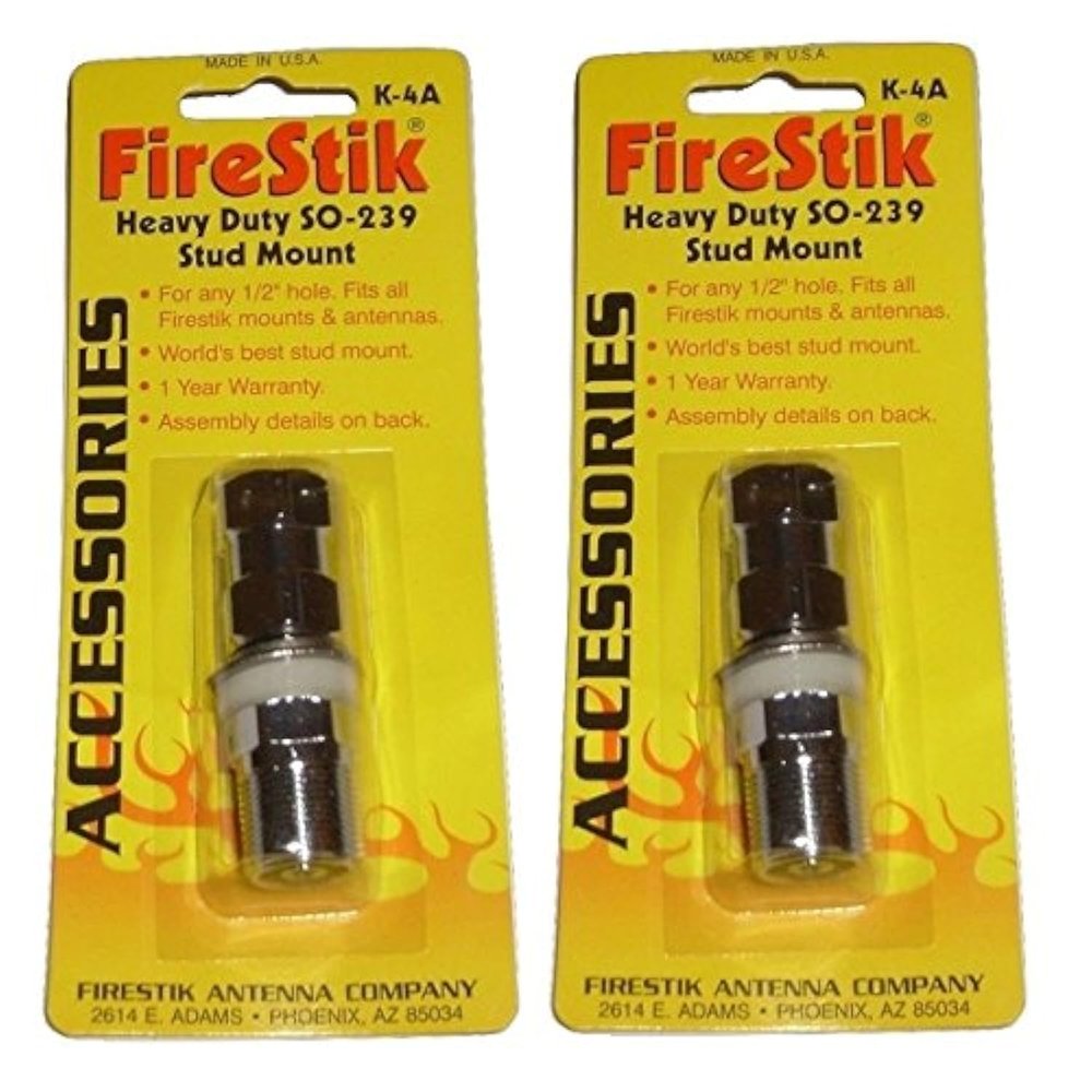 (2) FIRESTIK K-4A Heavy Duty CB Radio Antenna Stud MONTAGEM SO-239